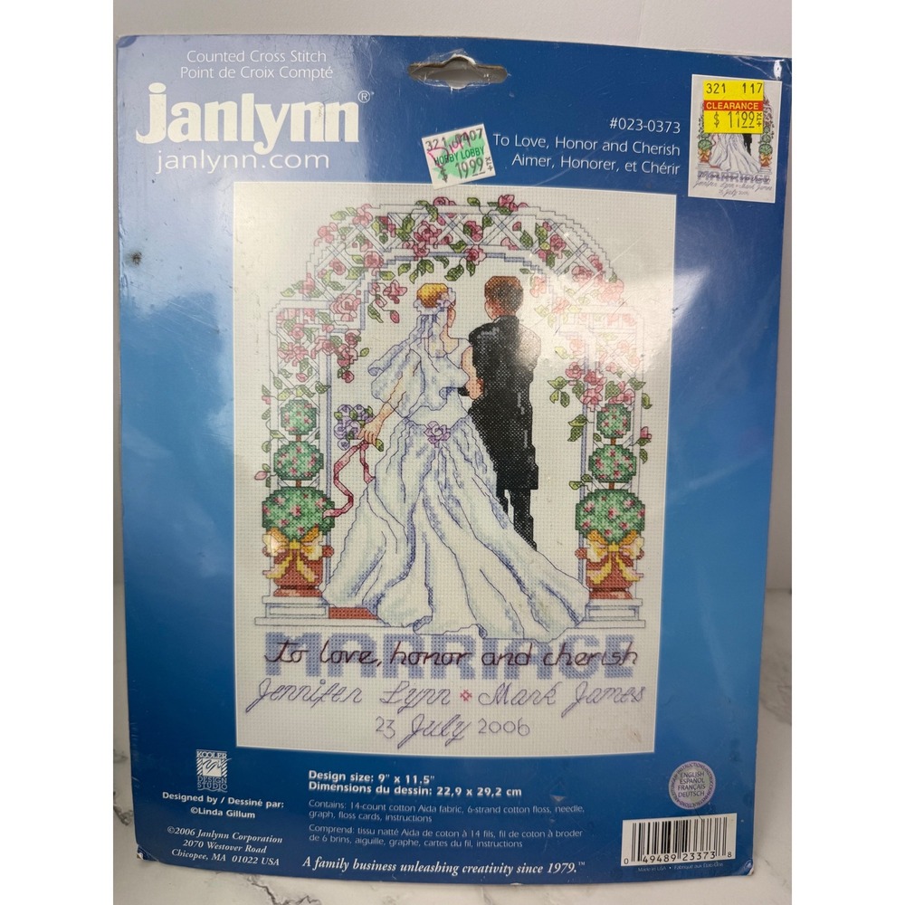 Vintage Janlynn Cross Stitch Kit Marriage Bride Groom New